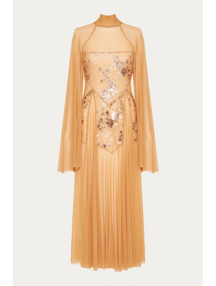 NIDODILEDA Temple Dress Tan Rose Gold Ροζ Χρυσό Φόρεμα