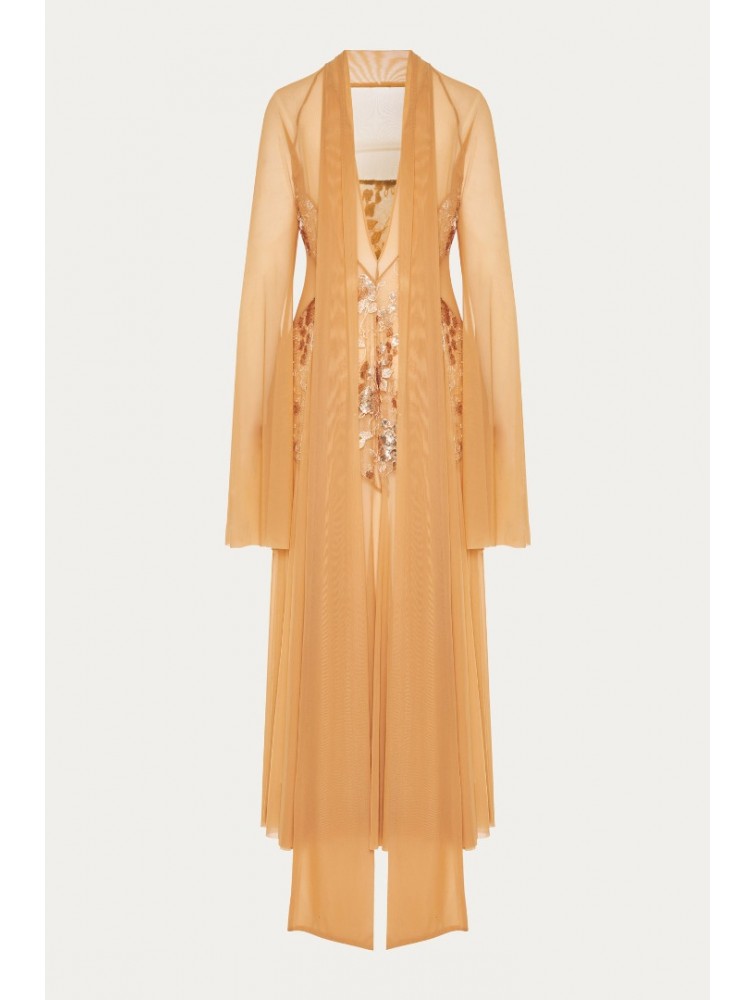 NIDODILEDA Temple Dress Tan Rose Gold Ροζ Χρυσό Φόρεμα