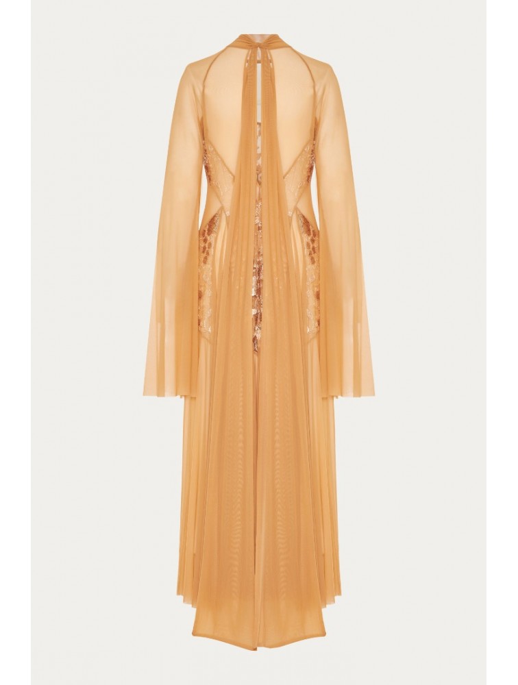 NIDODILEDA Temple Dress Tan Rose Gold Ροζ Χρυσό Φόρεμα
