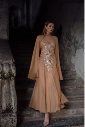 NIDODILEDA Temple Dress Tan Rose Gold Ροζ Χρυσό Φόρεμα