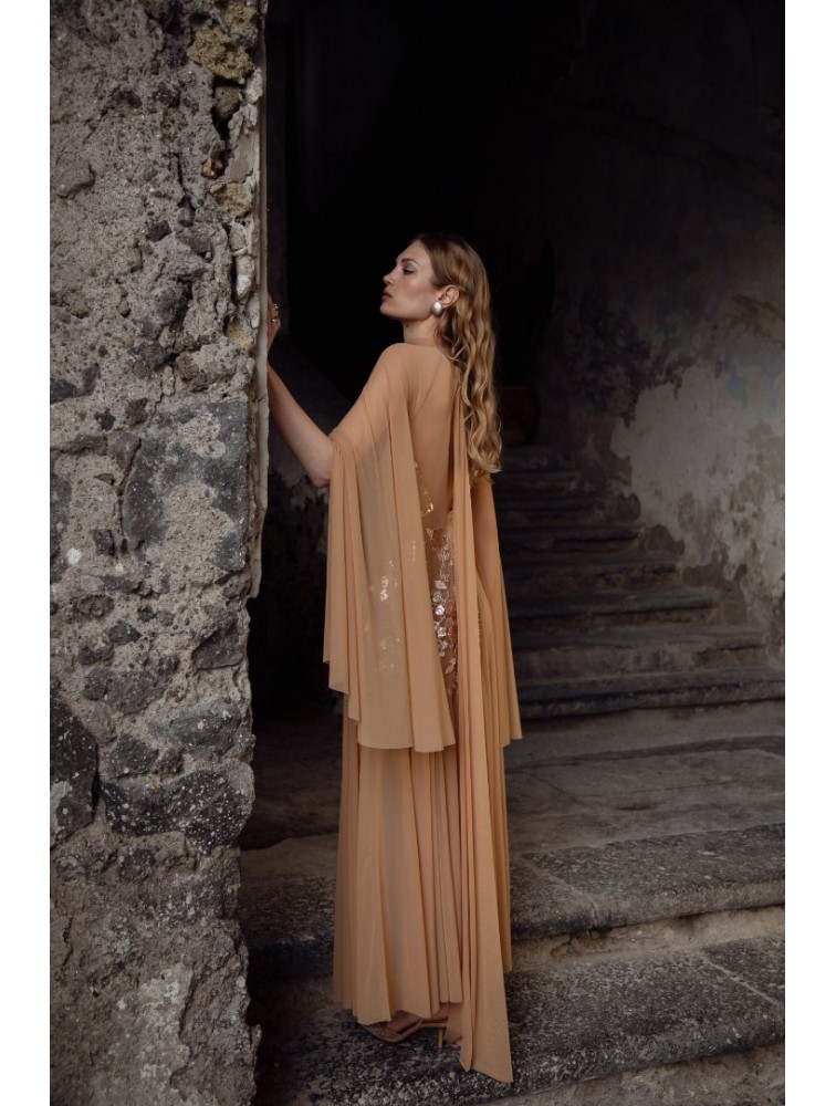 NIDODILEDA Temple Dress Tan Rose Gold Ροζ Χρυσό Φόρεμα