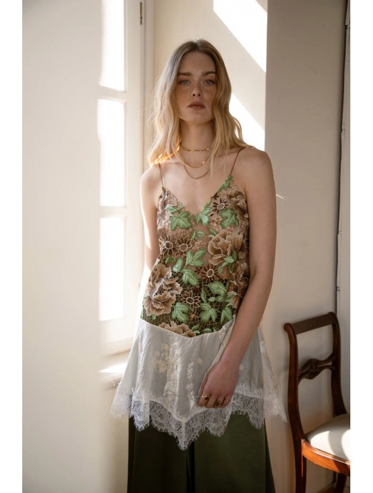 NIDODILEDA Threshold Topdress Satin Floral Crochet