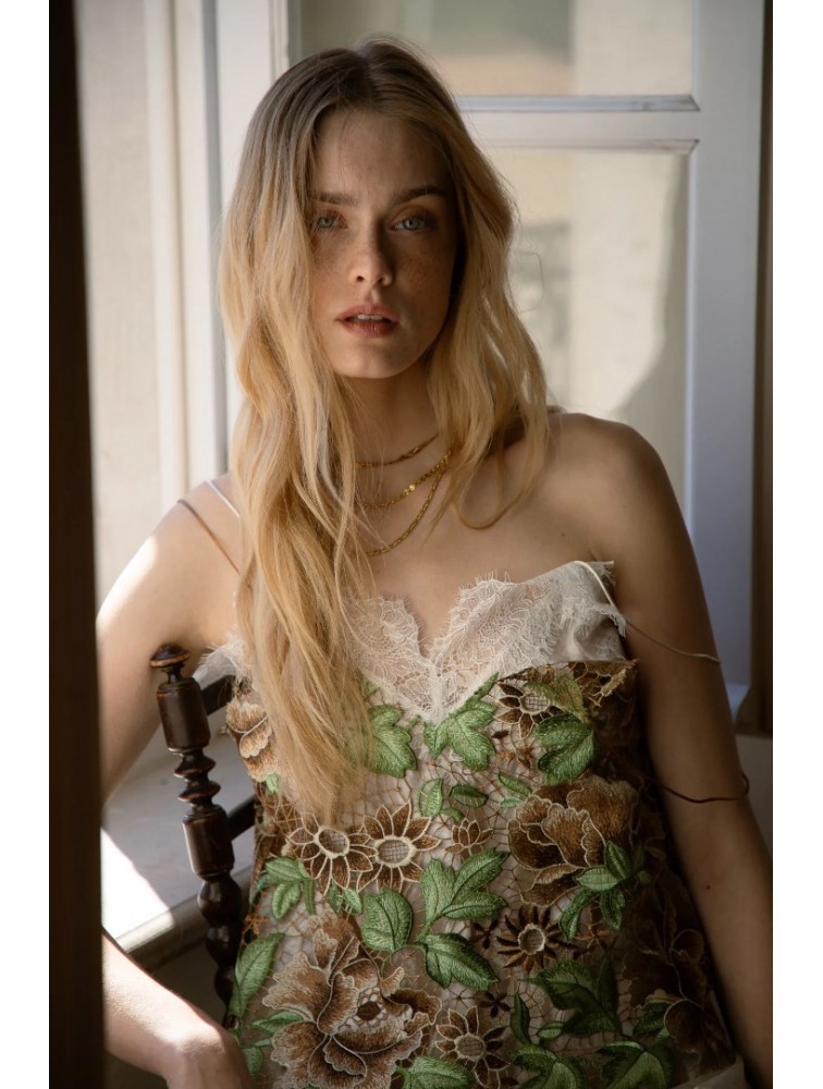 NIDODILEDA Threshold Topdress Satin Floral Crochet