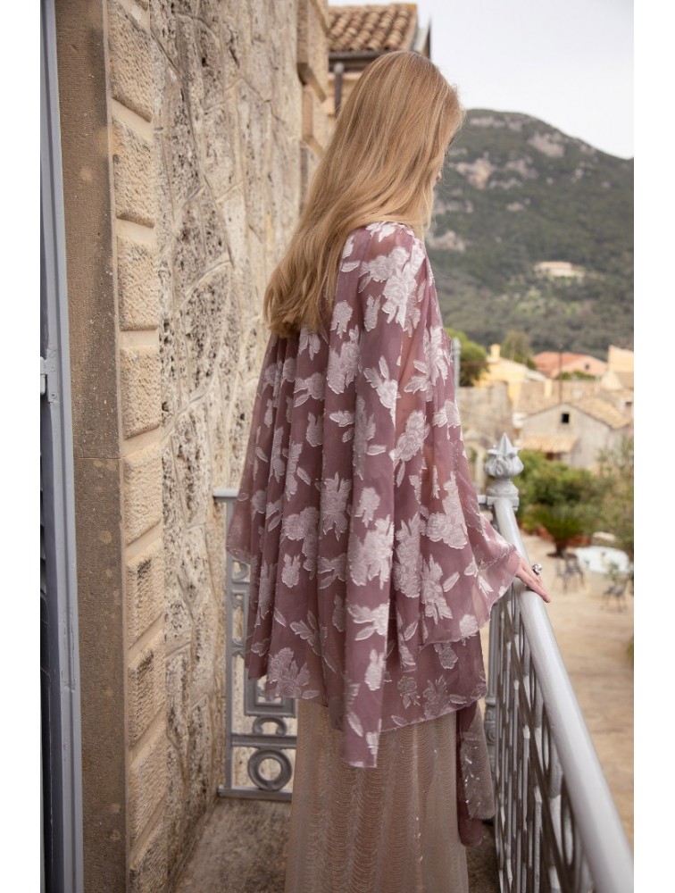 NIDODILEDA Throughway Overshirt Jacquard Patterned Tulle Sequined Applique
