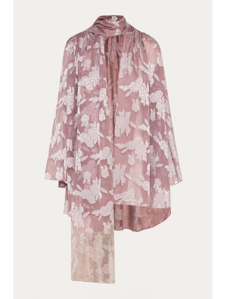 NIDODILEDA Throughway Overshirt Jacquard Patterned Tulle Sequined Applique