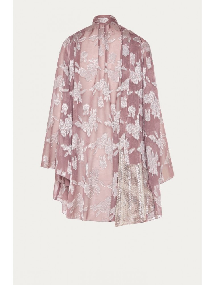 NIDODILEDA Throughway Overshirt Jacquard Patterned Tulle Sequined Applique