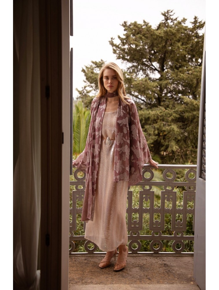 NIDODILEDA Throughway Overshirt Jacquard Patterned Tulle Sequined Applique
