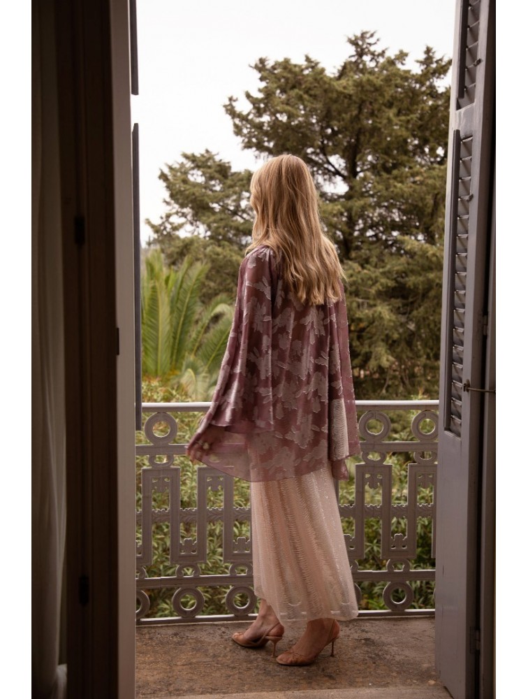 NIDODILEDA Throughway Overshirt Jacquard Patterned Tulle Sequined Applique