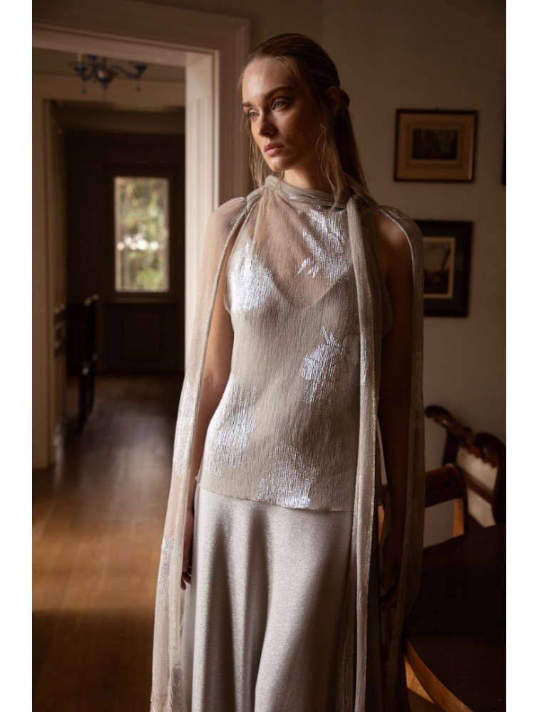 NIDODILEDA Tidal Top Foil Printed Tulle