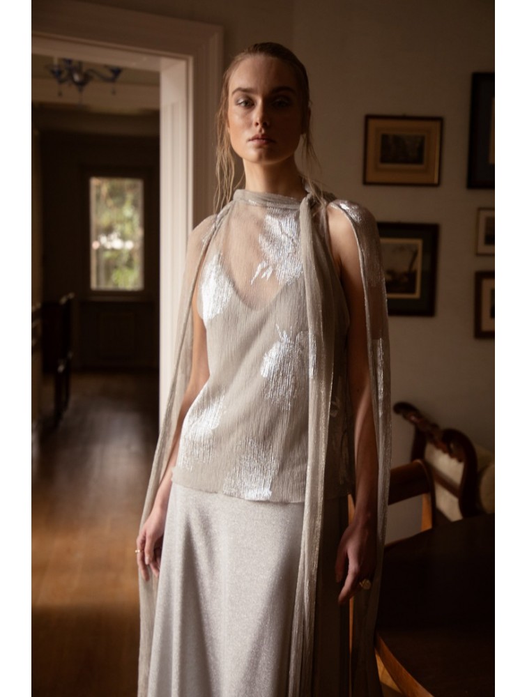 NIDODILEDA Tidal Top Foil Printed Tulle