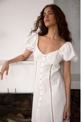 NIDODILEDA Trail Dress Embroidered Cut Out Overlay Λευκό Φόρεμα