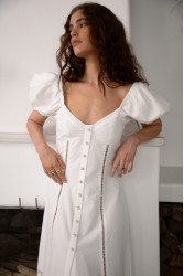 NIDODILEDA Trail Dress Embroidered Cut Out Overlay Λευκό Φόρεμα