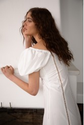 NIDODILEDA Trail Dress Embroidered Cut Out Overlay Λευκό Φόρεμα