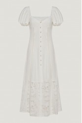 NIDODILEDA Trail Dress Embroidered Cut Out Overlay Λευκό Φόρεμα
