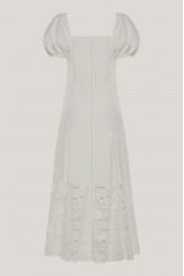 NIDODILEDA Trail Dress Embroidered Cut Out Overlay Λευκό Φόρεμα