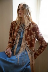 NIDODILEDA Unfolding Jacket Floral Embroidered Fringed