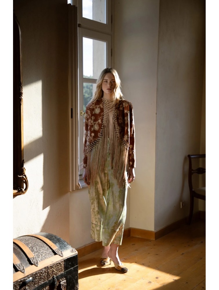 NIDODILEDA Unfolding Jacket Floral Embroidered Fringed