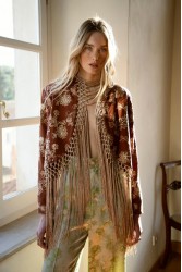 NIDODILEDA Unfolding Jacket Floral Embroidered Fringed