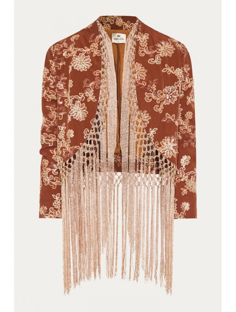 NIDODILEDA Unfolding Jacket Floral Embroidered Fringed