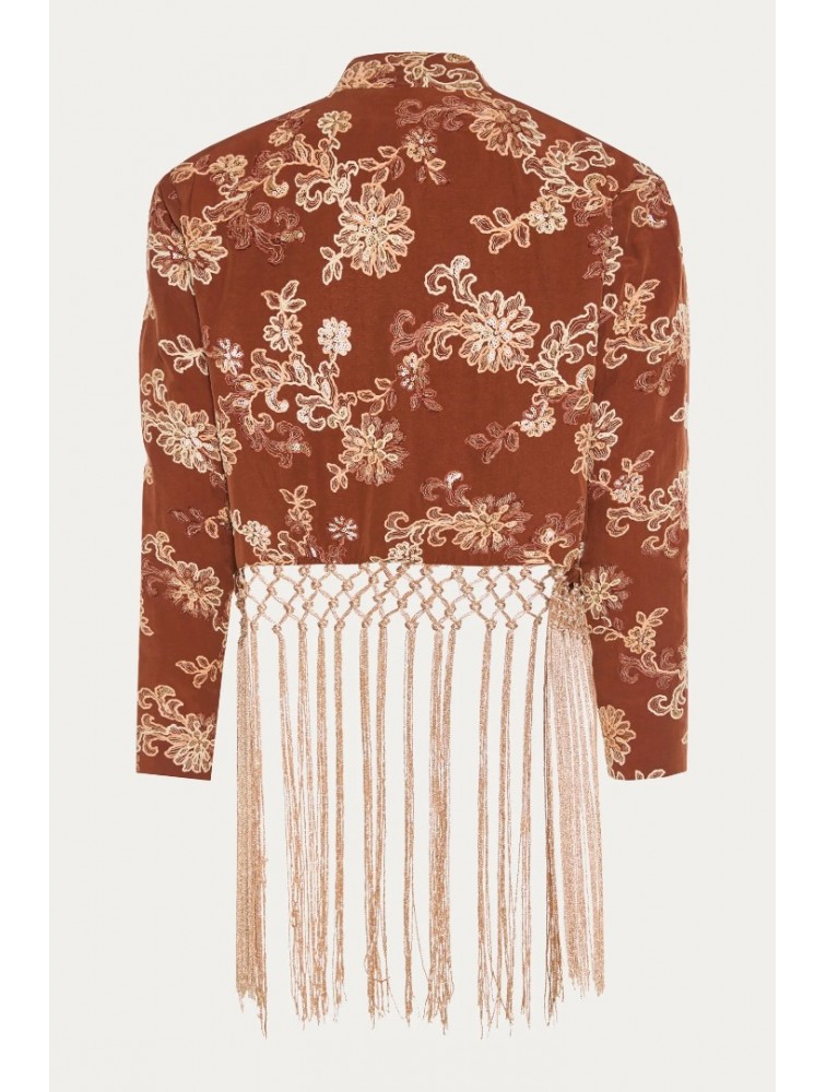 NIDODILEDA Unfolding Jacket Floral Embroidered Fringed