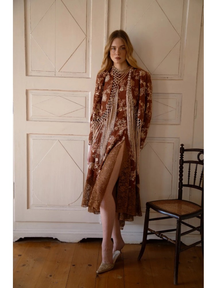 NIDODILEDA Unfolding Jacket Floral Embroidered Fringed