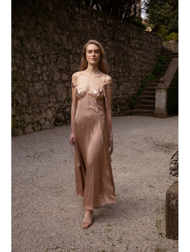 NIDODILEDA Unison Dress Satin Sequined Tulle Embellisment
