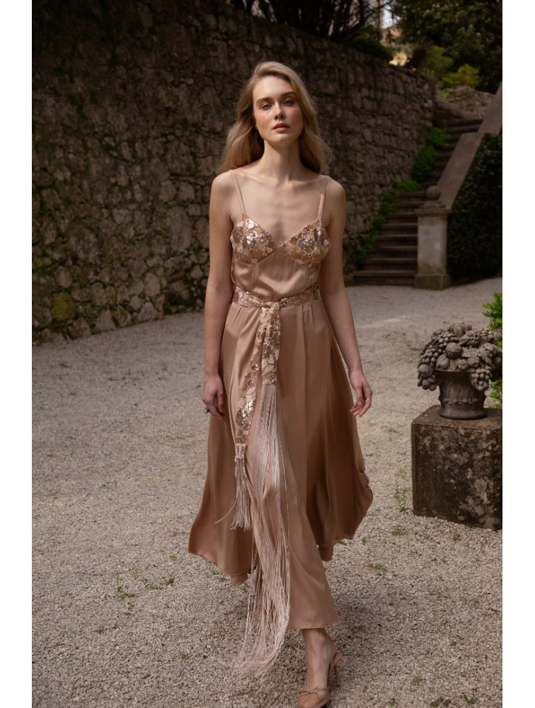 NIDODILEDA Unison Dress Satin Sequined Tulle Embellisment