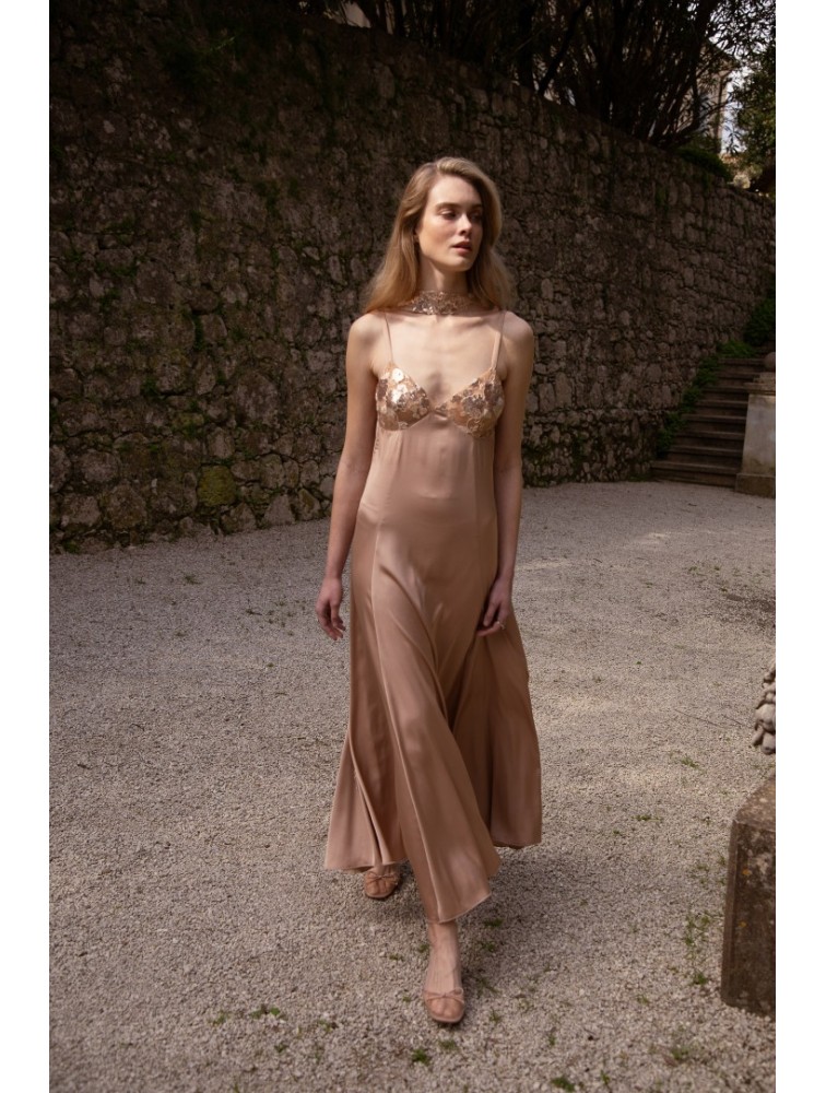 NIDODILEDA Unison Dress Satin Sequined Tulle Embellisment