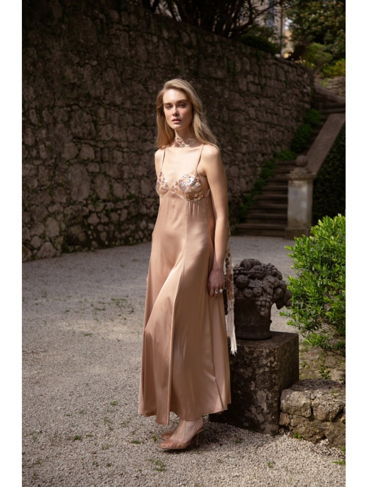 NIDODILEDA Unison Dress Satin Sequined Tulle Embellisment
