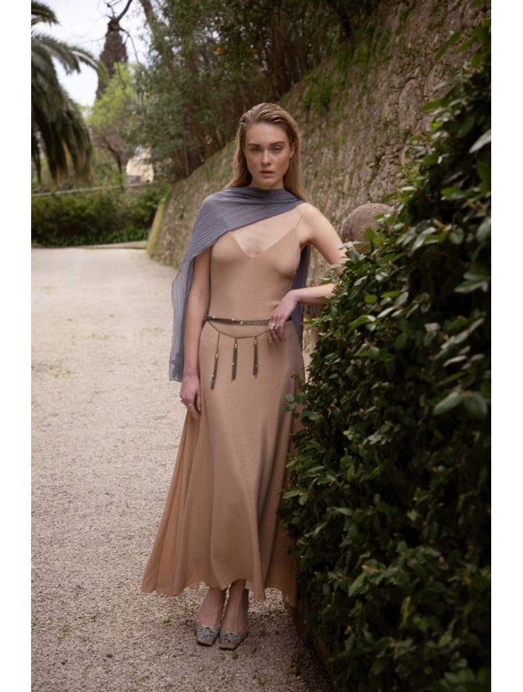 NIDODILEDA Valento Chain Belt Layered Metallic Tassel Chain