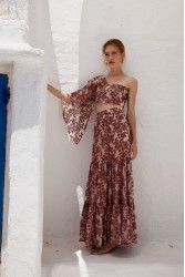 NIDODILEDA Veil Skirt Embroidered Muslin Κόκκινη Φούστα
