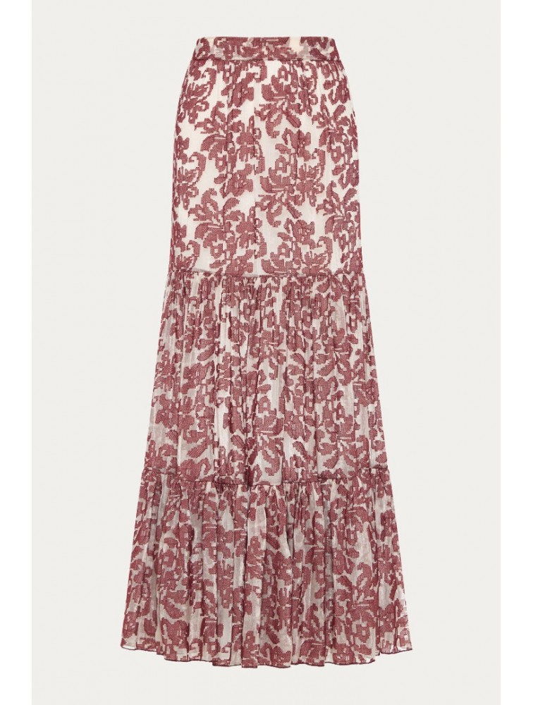 NIDODILEDA Veil Skirt Embroidered Muslin Κόκκινη Φούστα