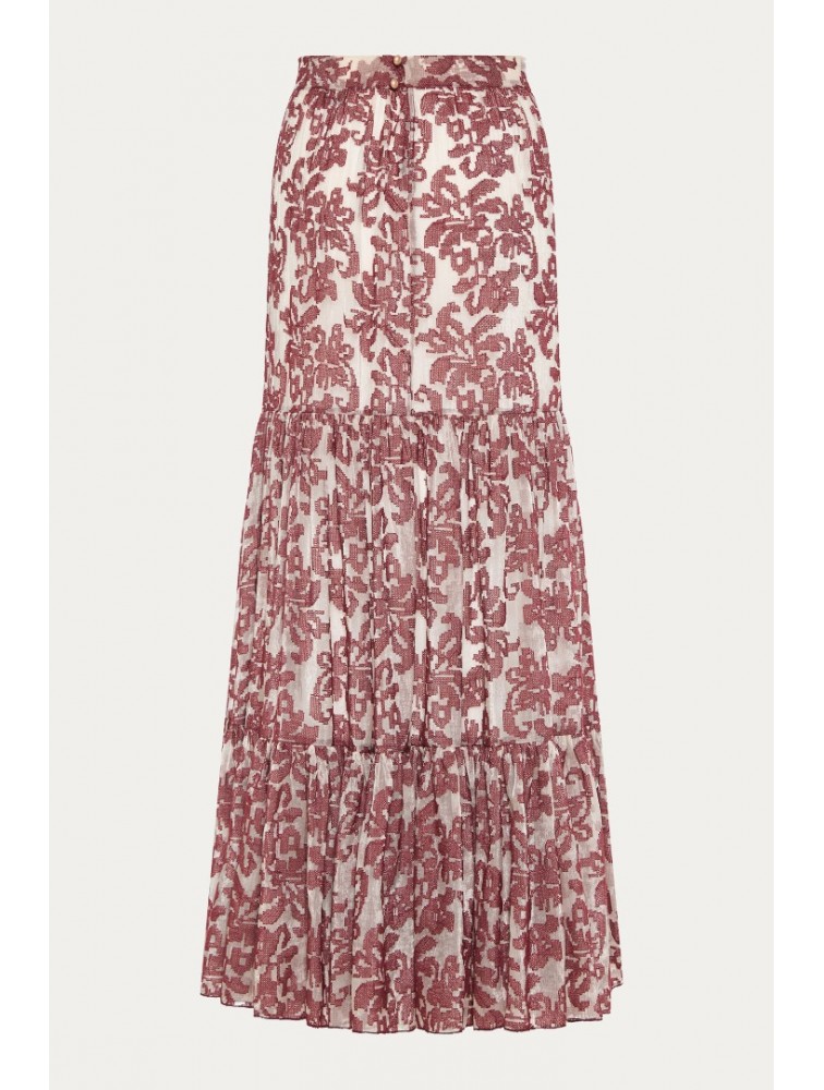 NIDODILEDA Veil Skirt Embroidered Muslin Κόκκινη Φούστα
