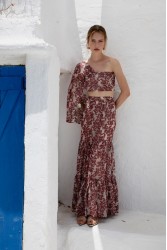 NIDODILEDA Veil Skirt Embroidered Muslin Κόκκινη Φούστα