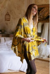 NIDODILEDA Verity Shirt Printed Belted Mustard Φλοράλ Κίτρινο Πουκάμισο