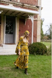 NIDODILEDA Verity Shirt Printed Belted Mustard Φλοράλ Κίτρινο Πουκάμισο