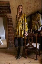 NIDODILEDA Verity Shirt Printed Belted Mustard Φλοράλ Κίτρινο Πουκάμισο