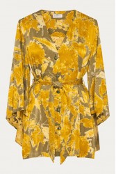 NIDODILEDA Verity Shirt Printed Belted Mustard Φλοράλ Κίτρινο Πουκάμισο