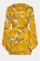 NIDODILEDA Verity Shirt Printed Belted Mustard Φλοράλ Κίτρινο Πουκάμισο