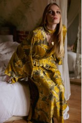 NIDODILEDA Verity Shirt Printed Belted Mustard Φλοράλ Κίτρινο Πουκάμισο