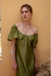 NIDODILEDA Vestir Dress Beaded Olive Green