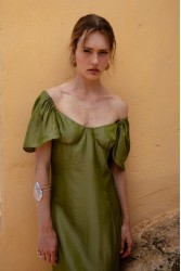 NIDODILEDA Vestir Dress Beaded Olive Green