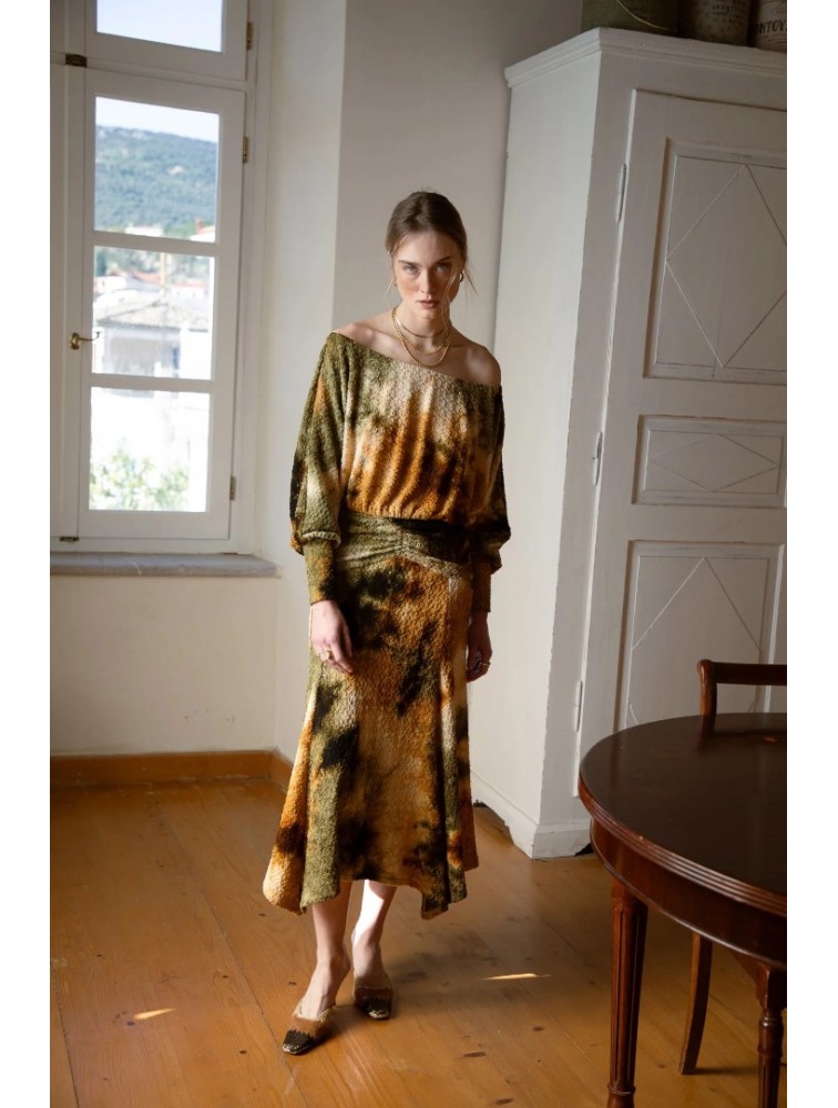 NIDODILEDA Wandering Dress Smocked Tie Dye