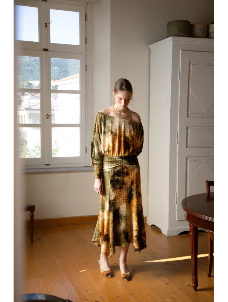NIDODILEDA Wandering Dress Smocked Tie Dye