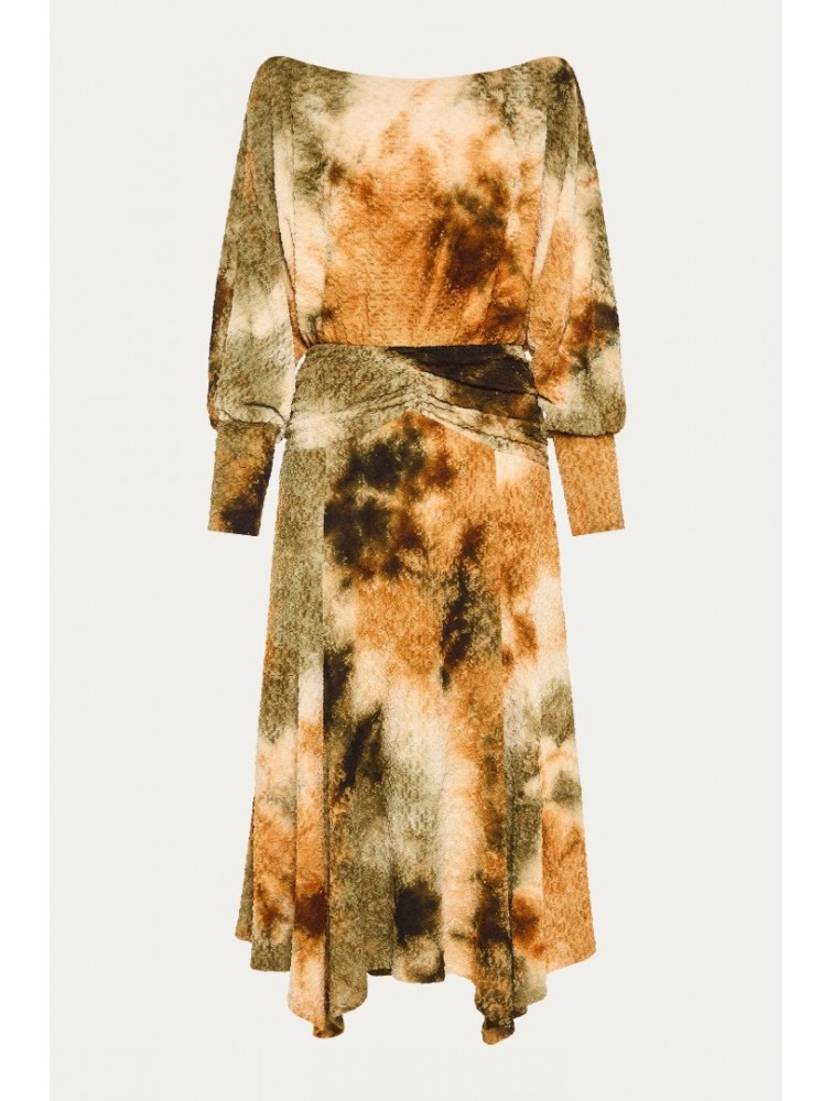 NIDODILEDA Wandering Dress Smocked Tie Dye