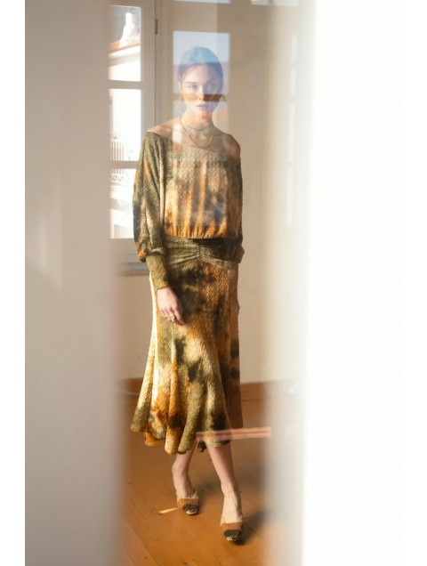  NIDODILEDA Wandering Dress Smocked Tie Dye Πολύχρωμο Φόρεμα
