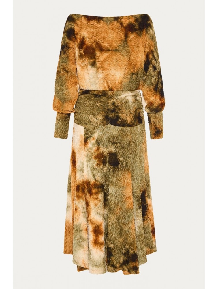 NIDODILEDA Wandering Dress Smocked Tie Dye