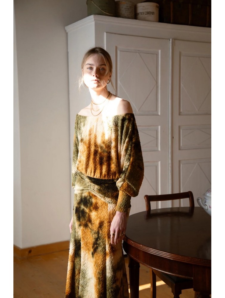 NIDODILEDA Wandering Dress Smocked Tie Dye
