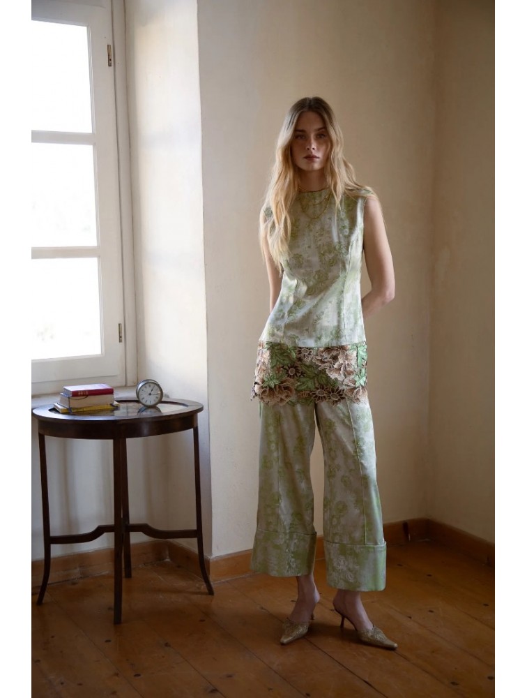 NIDODILEDA Way Pants Floral Printed Satin
