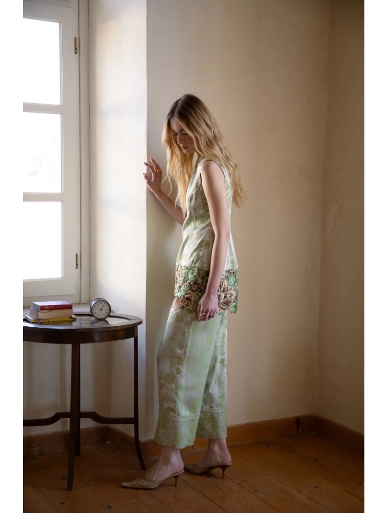 NIDODILEDA Way Pants Floral Printed Satin